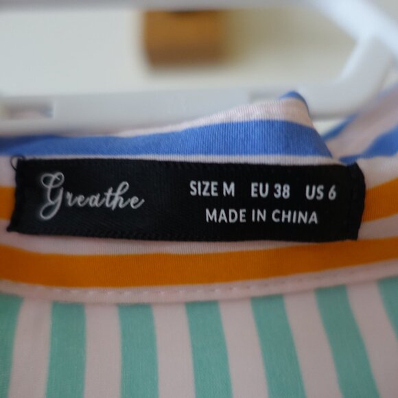 Shein rainbow pink orange blue green stripe batwing top M 6 Medium S SMall SM - Picture 2 of 11